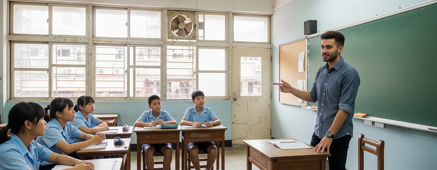 Teacher standing in front of whiteboard